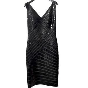 Tadashi Shoji Black Sequence cocktail dress, size 2, worn once NO SNAGS